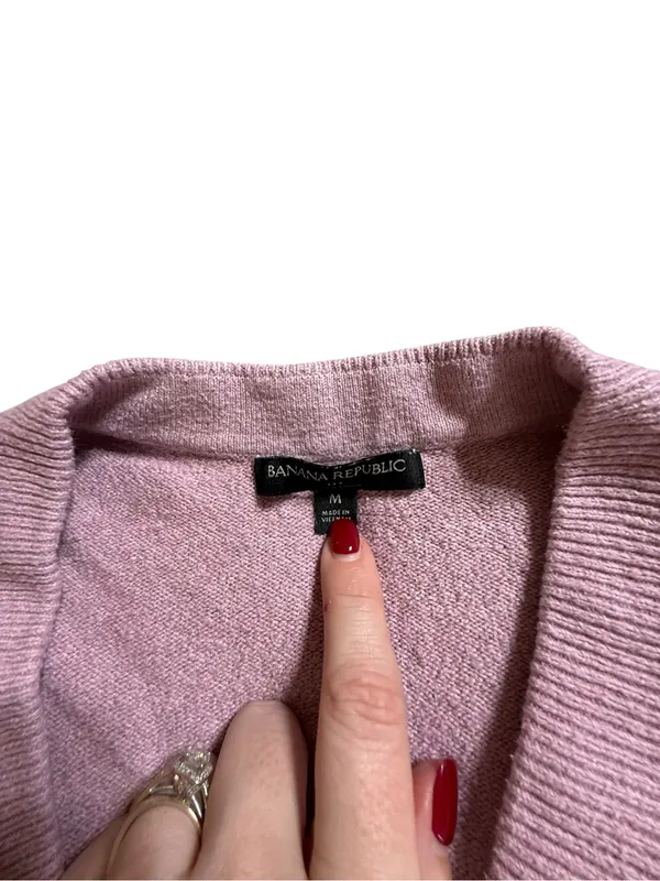 Banana Republic Pink V-Neck High-Low Slit Oversized Knit Sweater M - Image 2