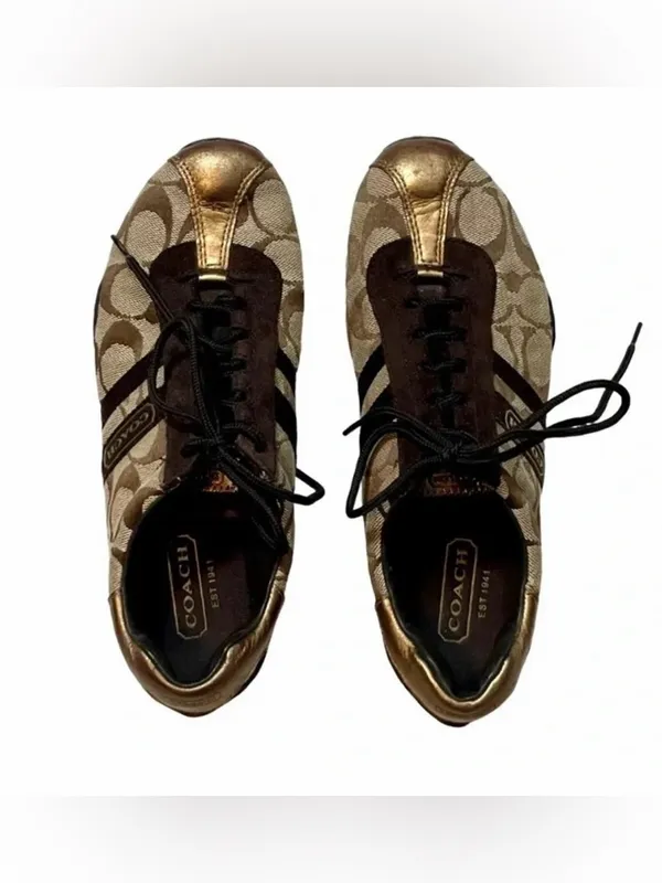 Coach Katelyn Monogram Classic Signature Lace Up Sneakers Size 7 - Image 2