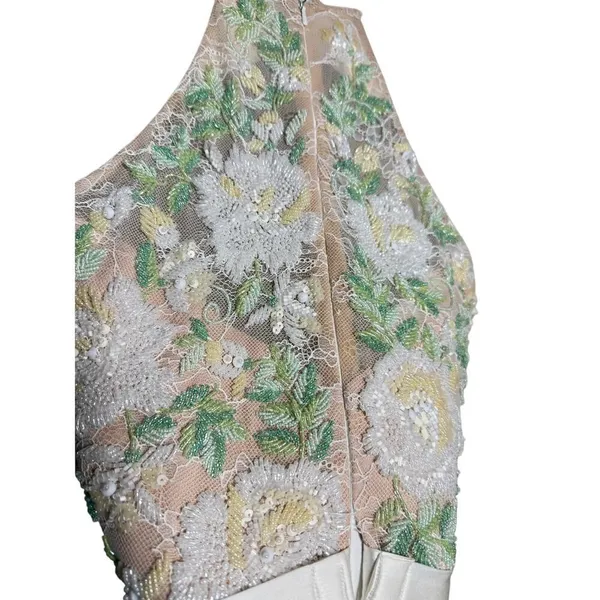 Sherri Hill Floral Beaded Mini Dress – Beaded Bodice, Chiffon Skirt, Size 2 - Image 8