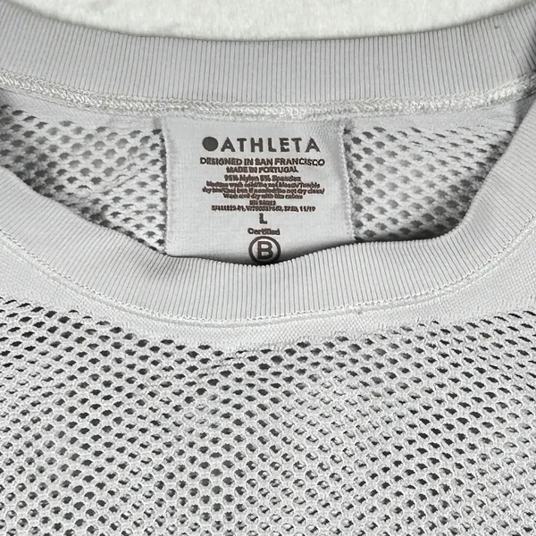 Athleta Oxygen Tank Womens Large Mesh Pointelle Training Sleeveless Top‎ Gray - Image 5