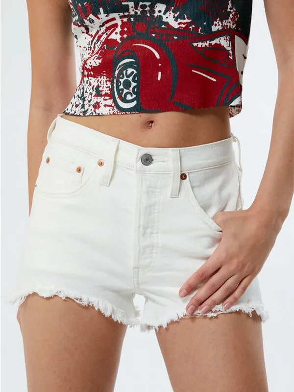 Levi’s 501 Original Cut Off Shorts White Size 26 - Image 2