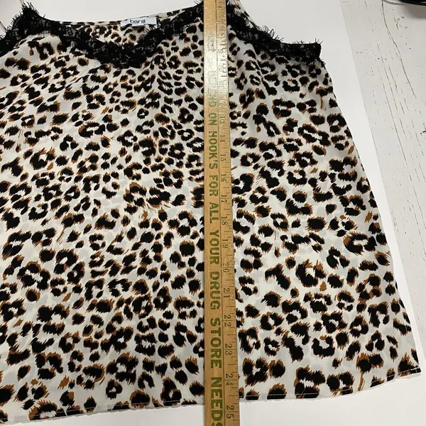 Bar III Slip On Cami Women's XL Black Ivory Animal Print Eyelash Lace Tank Top - Image 7