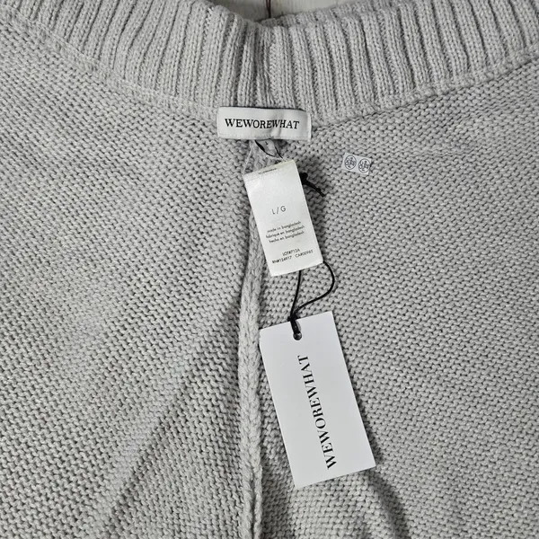 WeWoreWhat‎ Pull On Sweater Shorts L Gray Chunky Knit Drawstring Loungewear - Image 5