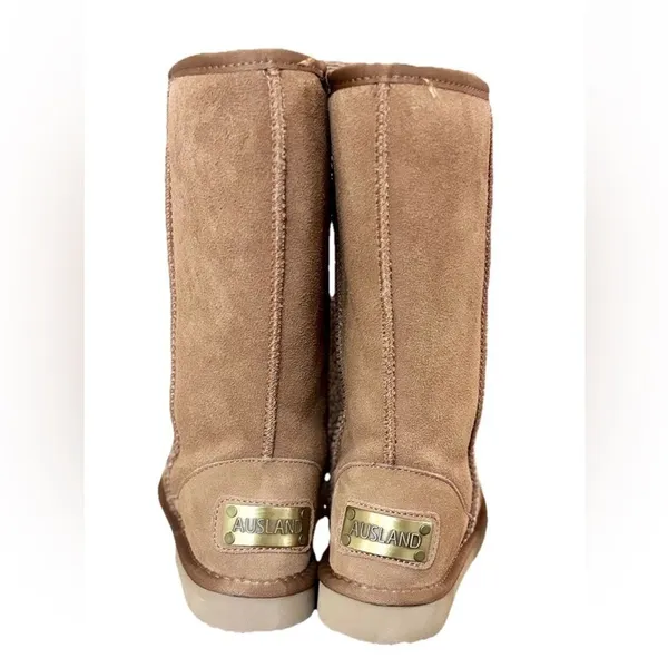 Ausland Women's Snow tall Boots Sz 5.5 US chestnut Fur Lined Winter Sheepskin - Image 3