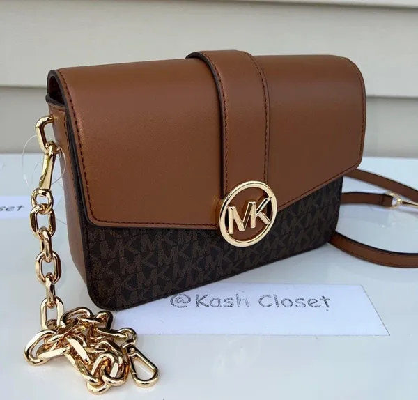 Michael Kors Brown Carmen Small Monogram Flap Crossbody - Image 3