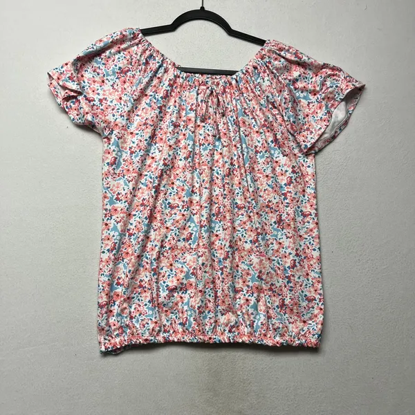 Woman's Floral Flutter Sleeve Smocked Waist Top - Image 2
