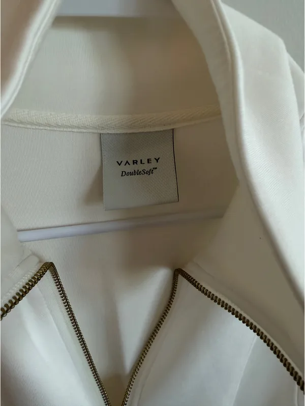 Varley Doublesoft Cream Willow Short Sleeve Half-Zip - Image 3