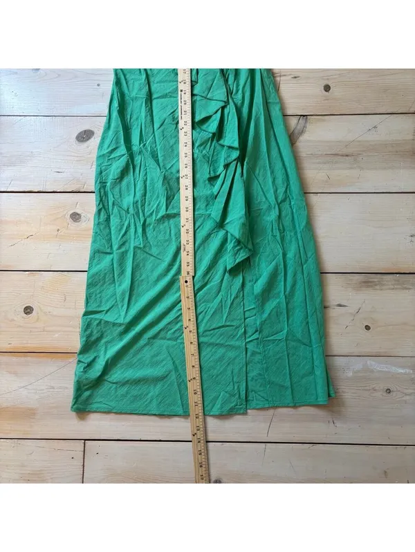 Future Collective NWT Women's Flutter Asymmetrical Ruffle Midi Dress Green S - Image 11