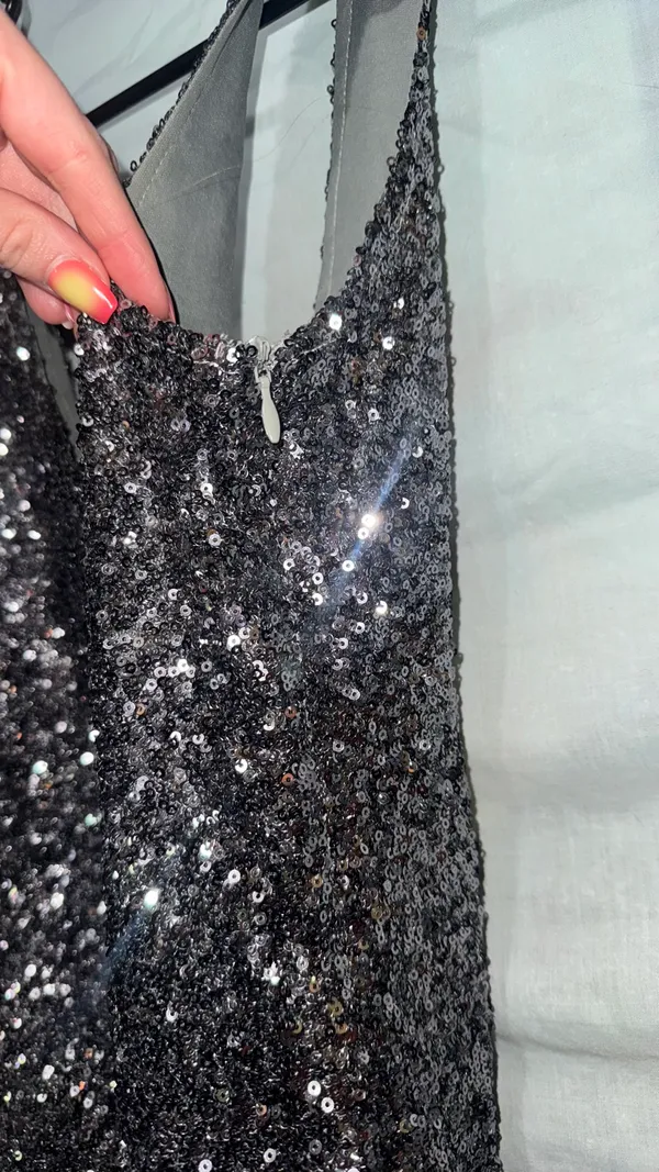 Alythea Dark Gray Sequin Cocktail Dress - Image 5
