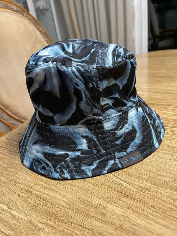 Swirl Pattern Bucket Hat in Blue and Black - Image 11