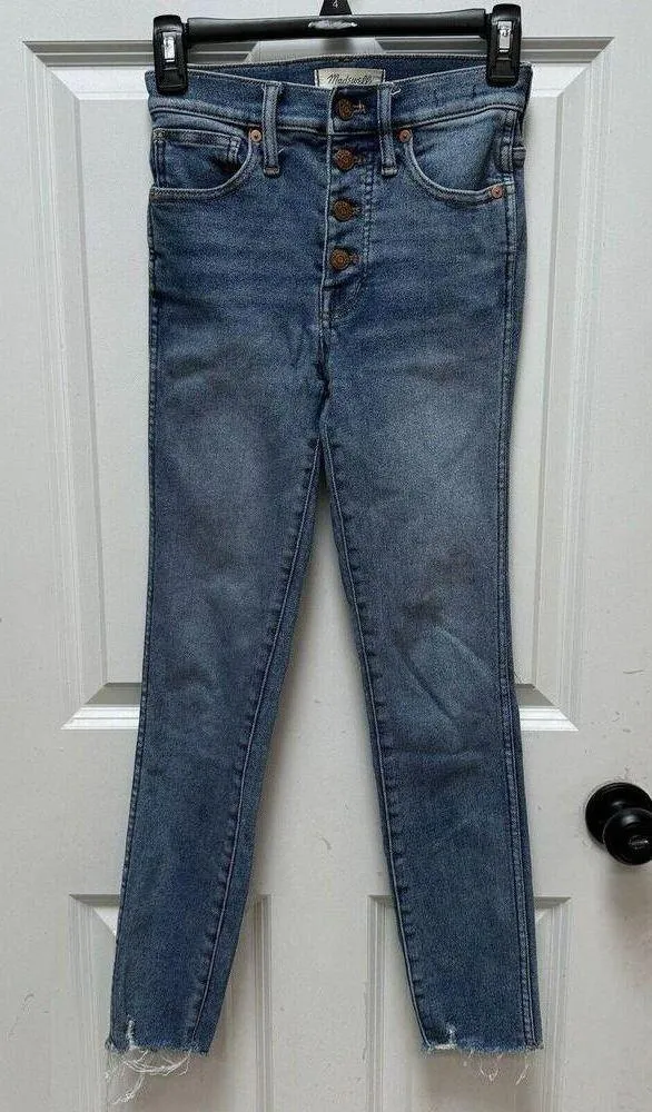 Madewell 10” High Rise Skinny Jeans Button Fly Size 24 Raw Hem - Image 3