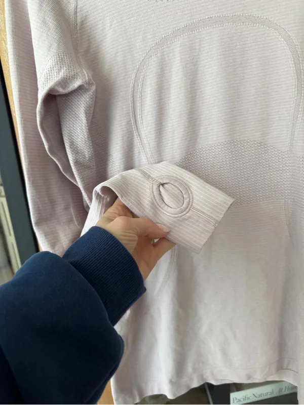 Lululemon Swiftly Tech Long Sleeve Crew tee thumb holes Smoky Blush porcelain - Image 8