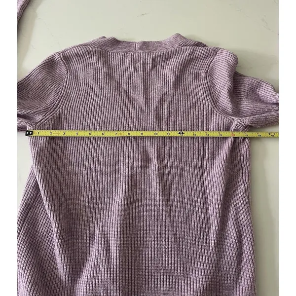 Anthropologie Moth Women’s Sweater Small Lilac Knit Tie Front V Neck Pullover - Image 9