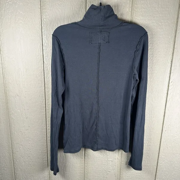 We The Free People Exposed Seam Turtleneck Lightweight Top Size Large Black Gray - Image 3