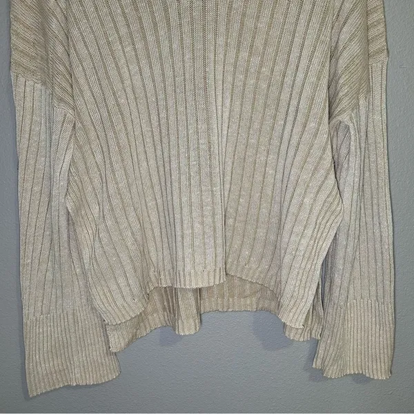 J. Crew neutral relaxed cotton linen blend collared sweater women’s size L XL - Image 4