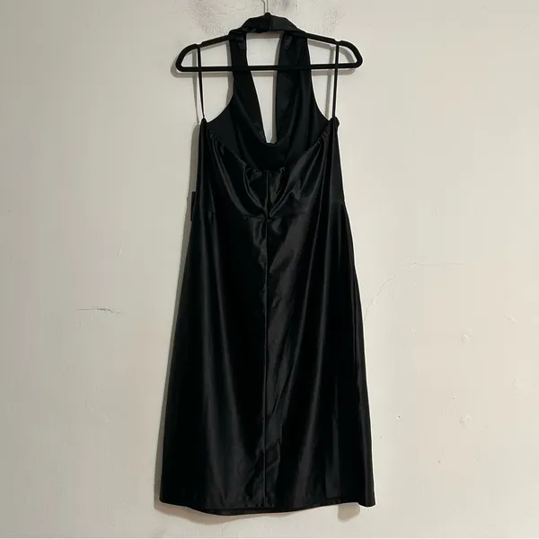 Express Satin Twist Halter Neck Midi Dress in Black Size XL Holiday Formal Event - Image 7