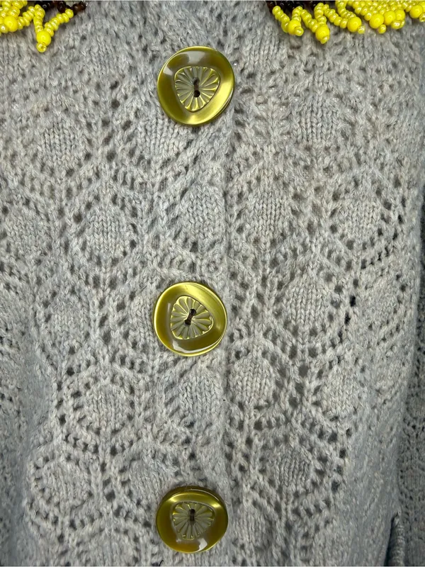 Anthropologie brand SPARROW 100% Lambswool Beaded Collar Cardigan Sweater - Image 3