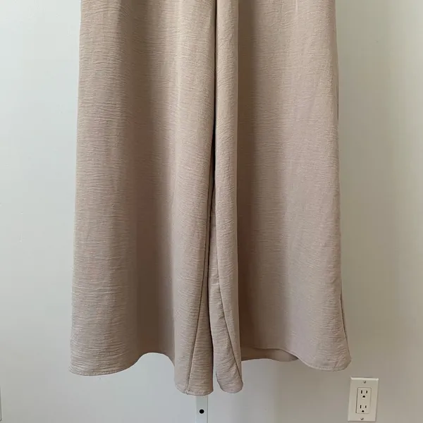 Zara Boho Coastal Relaxed Flowy Wide Leg Pants Small Tan - Image 3