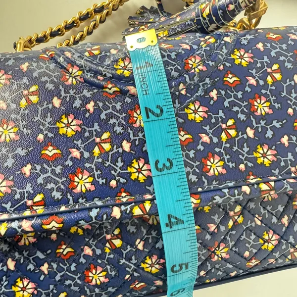 Tory Burch Fleming Printed Small Convertible Shoulder Bag Blue Wild Pansy - Image 15