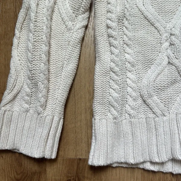 Women's Fisherman Cable Knit Heritage Sweater Cream Size Large - Image 4