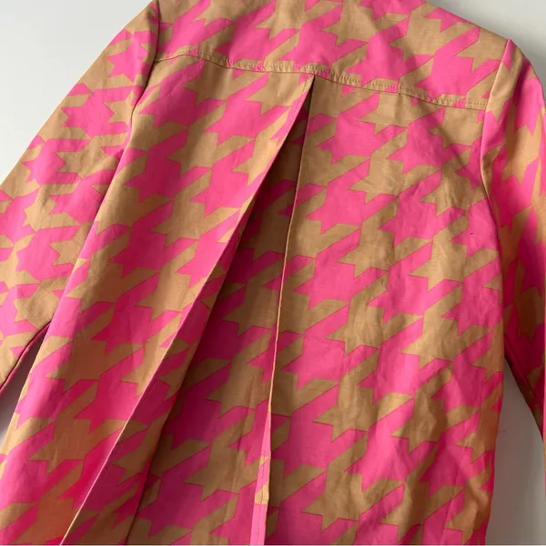 Isaac Mizrahi for Target|Pink and Tan Houndstooth Raincoat sz Small - Image 8