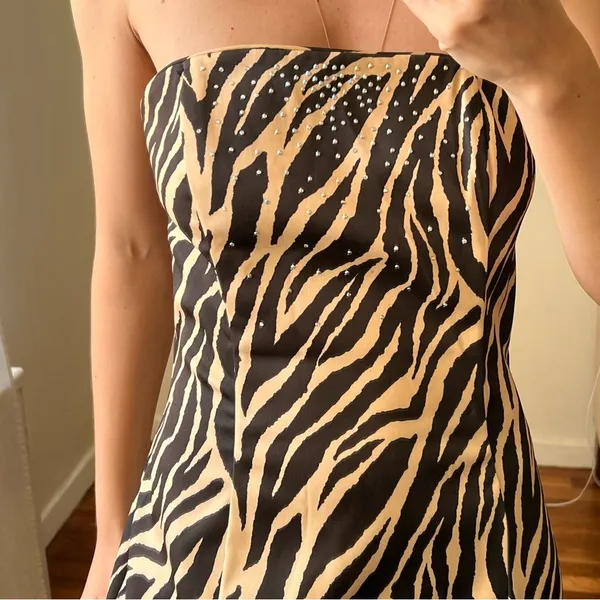 Jessica McClintock for Gunne Sax animal print maxi gown dress size S 7 CL - Image 3