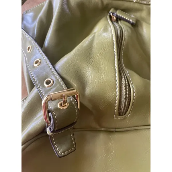 Backpack Mini Women’s Green Simulated Leather Gold Fittings Great Condition - Image 8