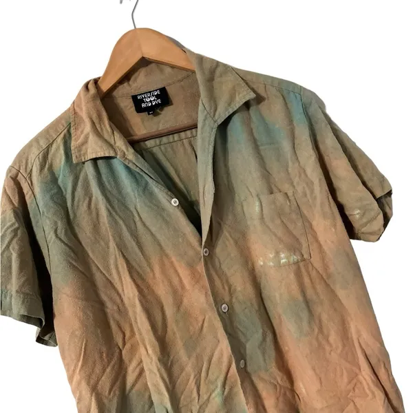 RIVERSIDE Tool & Dye Tie Dye Button Down Shirt Yellow Size M - Image 6
