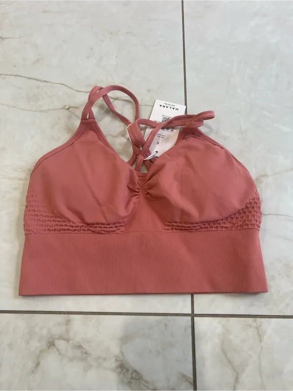 NWT HALARA Salmon OneForm Seamless Flow Low Support Ruched Sports Bra Size Small - Image 2