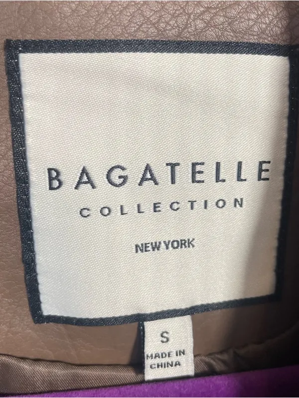 Bagatelle Collection Jacket Size S Brown Faux Vegan Leather Moto Biker Chic - Image 7