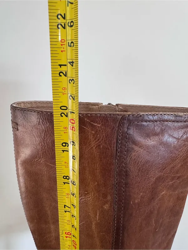 Frye Parker Tall Cognac Brown Leather Mid-Heel Knee Boots - Image 13