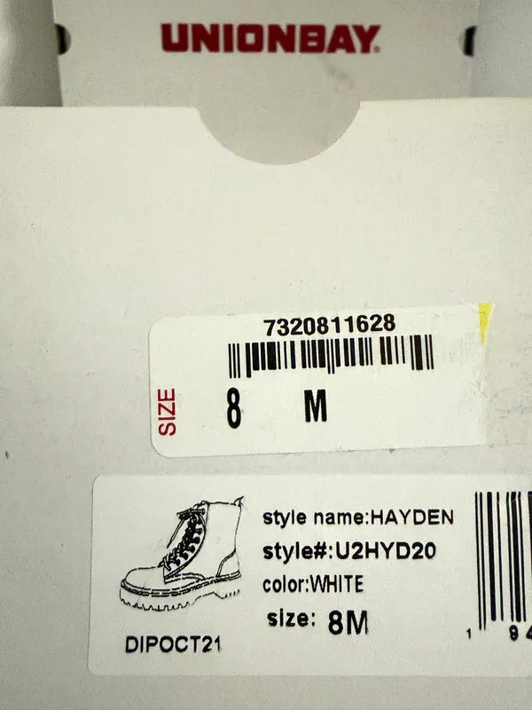 Unionbay Hayden White Lace up Combat Boots - Image 8