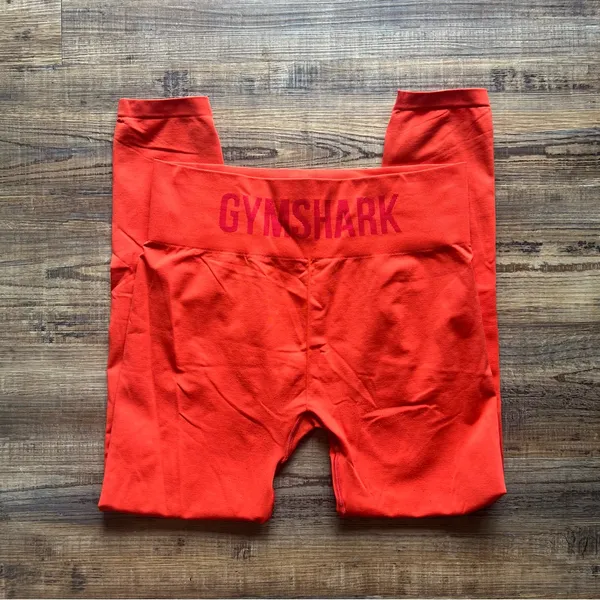 Gymshark Fit Seamless Mid Rise Activewear Leggings Red/Orange Size Medium - Image 6