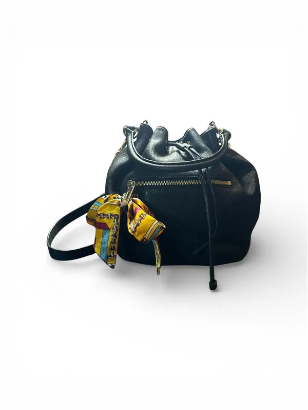 MICHAEL Michael Kors Black Leather Drawstring Bucket Bag - Image 2