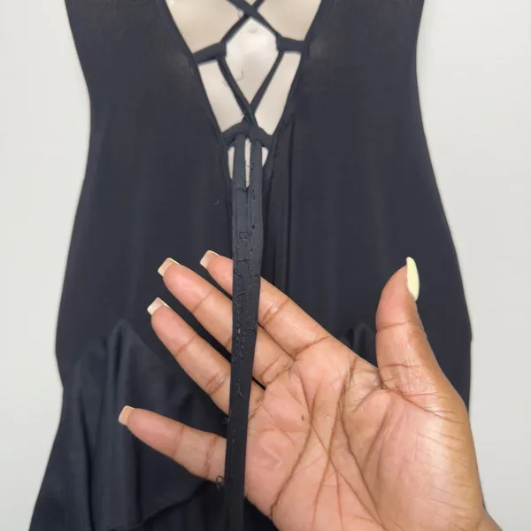 VTG Y2K Truelight Women Fairy Grunge Dress M Black Asymmetrical Whimsigoth - Image 4