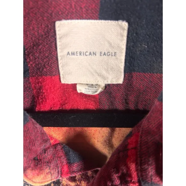 American Eagle‎ Vintage Custom Mama Bleached Plaid Flannel Shirt womens Med - Image 3