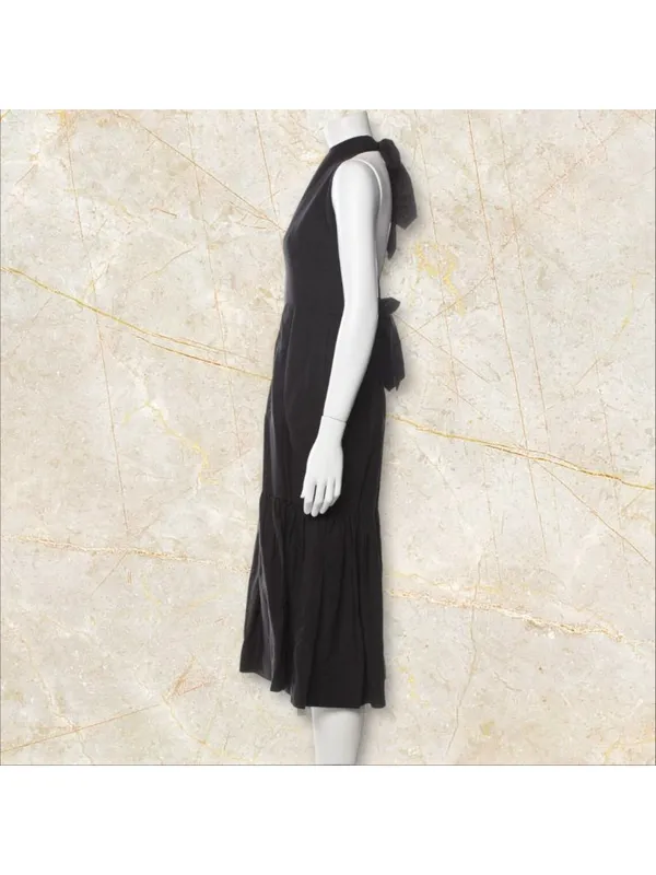 REBECCA VALLANCE Black Tiered Midi Dress Size Medium / US 6 / UK 10 - Image 2