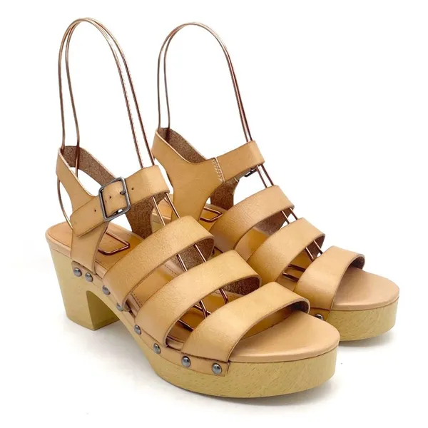 J. Crew The Chloe Clog Platform Strappy Sandal in Saddle Tan Faux Leather Size 7 - Image 6