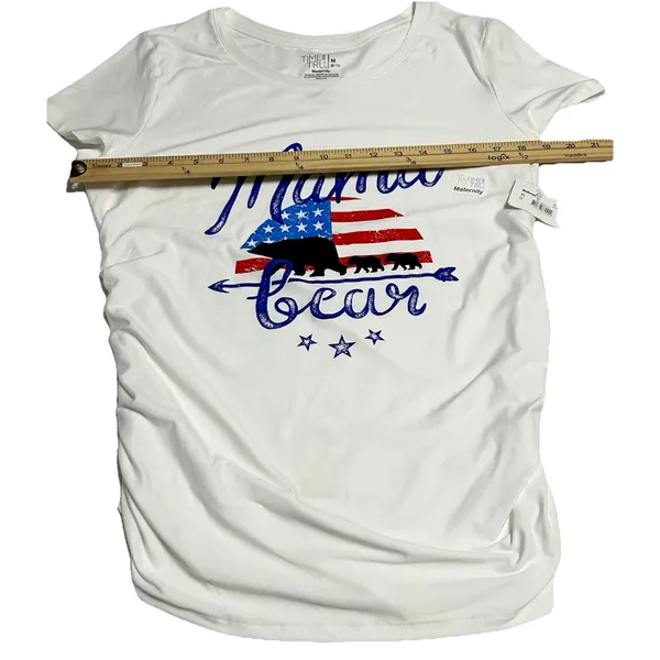 NWT Time and Tru Mama Bear Patriotic Maternity T-Shirt White Medium 4th of July - Image 8