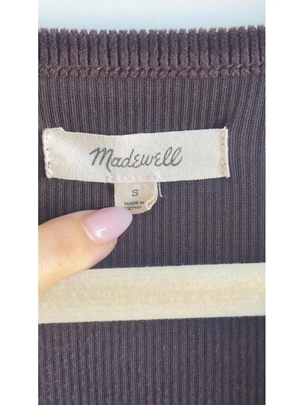 Madewell Corduroy Tie Front Faux Wrap Top Spiced Raisin Balloon Sleeve S - Image 4