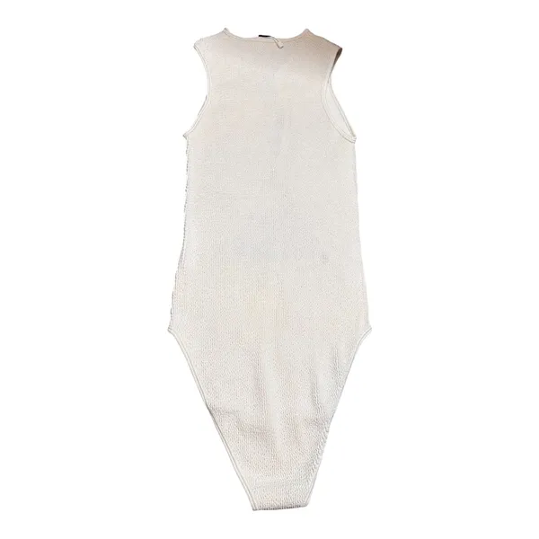 Zara Textured Cut-Out Sleeveless Bodysuit in Cream - Image 3