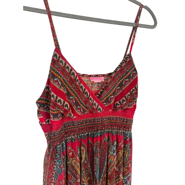 She’s Cool Maxi Y2K Sundress Pink‎ Paisley Size XL Babydoll Beachy Resort Boho - Image 3