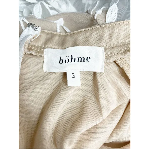 Bohme Lola Lace Midi Dress Small Beige Ivory Embroidered Sheer Long Sleeve Boho - Image 10