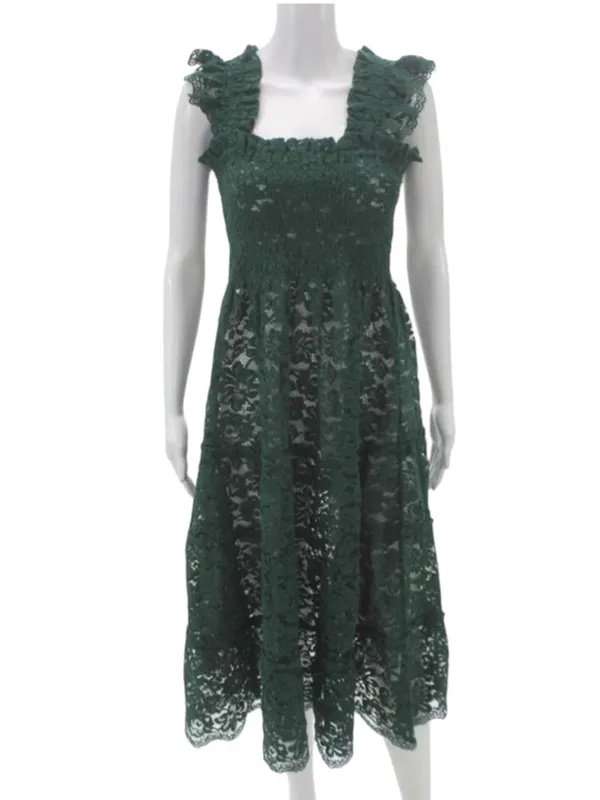 Hill House Collector's Ellie Nap Dress Botanical Garden Lace Green 2023 Size S - Image 10