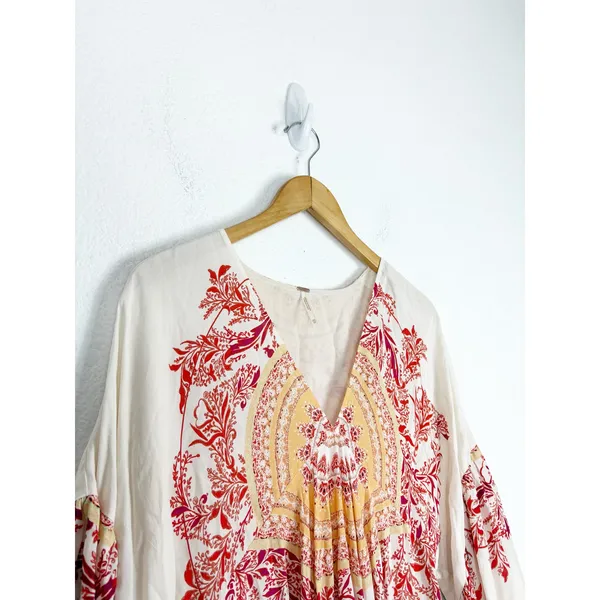 Free People Sunset Dreams Printed Tunic Size XS Ruffle Sleeve Bohemian Relaxed - Image 8