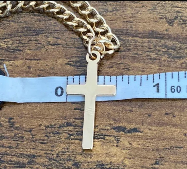Paperclip Cross Locket Layered Chocker Gold - Image 6