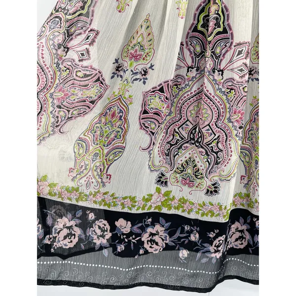 Vintage Babydoll Black Fit and Flare Y2K‎ Green Pink Floral Knee Length Dress - Image 4