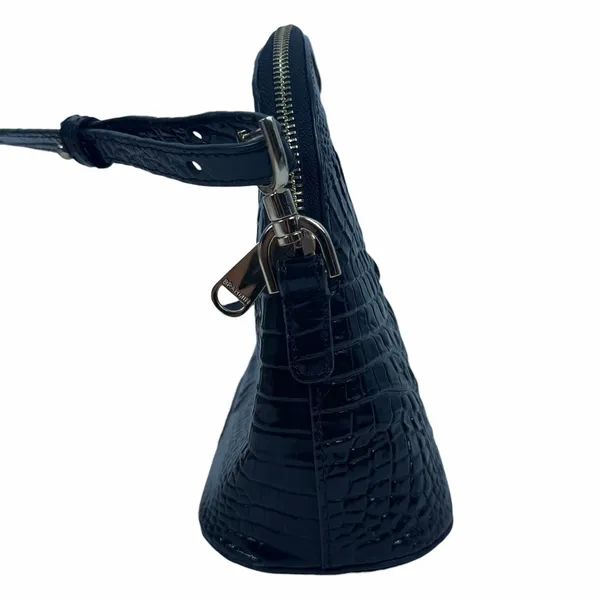 Brahmin Georgina Small Croc Embossed Leather Dome Crossbody Bag Black - Image 3