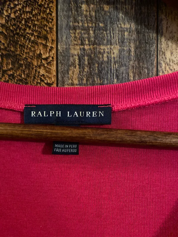 Polo Ralph Lauren V-neck t-shirt pink size medium - Image 5