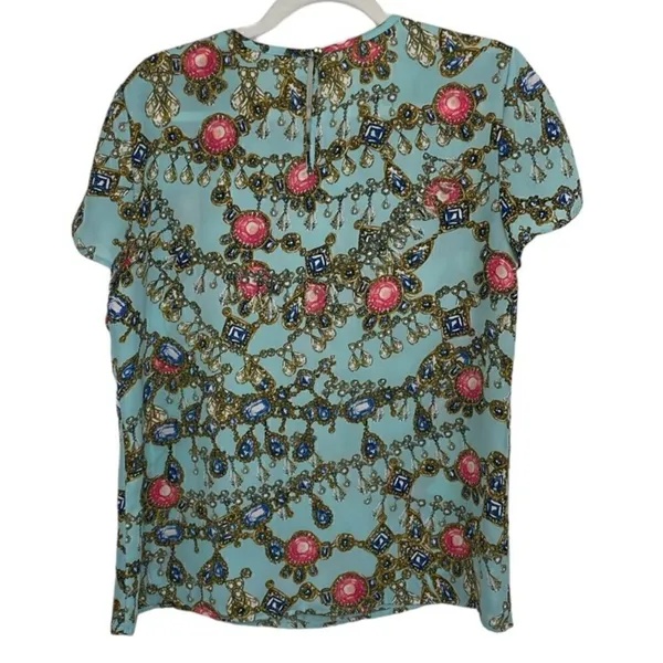 Banana Republic Multicolored Jewel Print Short Sleeve size Medium - Image 3